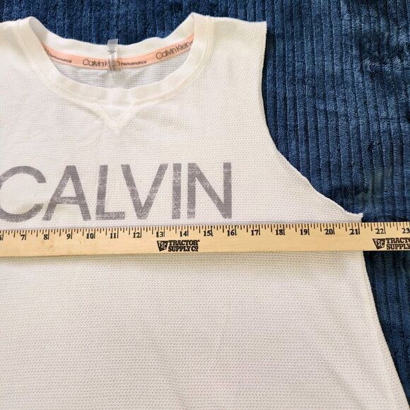 Calvin Klein Performance Logo Rib Trim Tank Bright White Large XXL - Picture 6 of 11